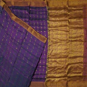 Saris vintage púrpura doble tono 100 % seda pura Zari tejido a mano tela Sari 5YD - Imagen 1 de 6
