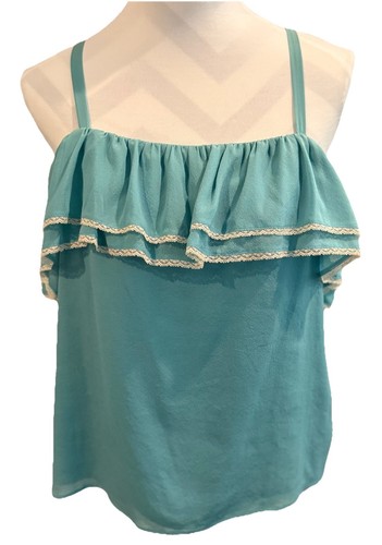 Camicetta donna RED VALENTINO seta spa blu con volant pizzo EUR 44 US 12 14