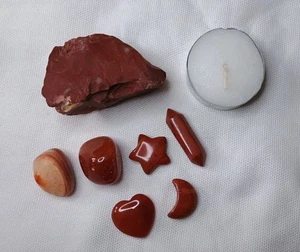Roter Jaspis Kristall Mineral Konvolut Set - DT, Rau, Herz, Mond, Stern, Tumble  - Bild 1 von 2