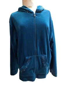 Chaqueta con Capucha Zoey & Beth Para Mujer 1X Terciopelo Adornado Cremallera Frontal Terciopelo Tachonado - Imagen 1 de 5