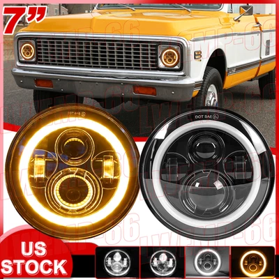 For 1967-1972 Chevy C10 Pair 7"inch LED Headlights Round DOT Approved Hi/Lo Lamp - Image 1 of 4