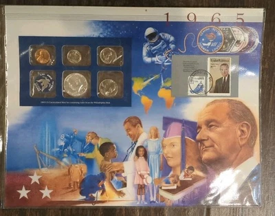 1965 Uncirculated 40% Silver Set Postal Commemorative Society Coins/Stamps - Image 1 of 4