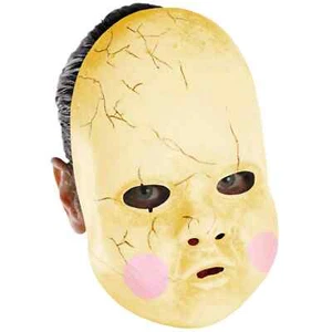 Adult Cracked Baby Face Plastic Elastic Mask Broken Doll Halloween Costume OSFM - Picture 1 of 3