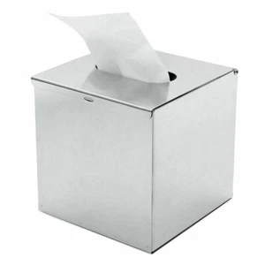 Elegant Chrome Tissue Holder 130x130x130mm Stainless Steel Cube Towel Napkin Box - Picture 1 of 12