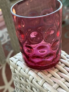 Fenton? Vintage 1940’s Handmade Cranberry Coin Dot Optic Glass Tumbler 4 inch. - Picture 1 of 8