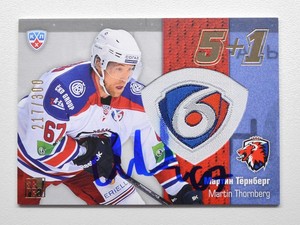 2013-14 KHL 5+1 Lev Prague #5+1-018 Martin Thornberg Autograph 217/300