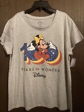 NWT Minnie Mouse Disney 100 Years Of Wonder Anniversary Women Sz L Gray T-shirt