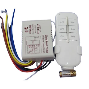 4-Way ON/OFF AC 110V-240V Light Digital Wireless Wall Switch with Remote Control - Picture 1 of 4