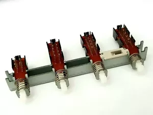 Bank of 4 Interlocking Push Button Switch - PCB - 1x DPDT & 3x 4PDT (4PCO) - NOS - Picture 1 of 8