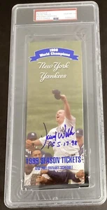 David Wells Signed 1999 NY Yankees Schedule PSA/DNA Auto MT 10  Perfect Game - Picture 1 of 5