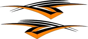 vinyl graphics stripe/ swoosh 2 decal sticker set 5"x22" orange & black - Picture 1 of 1