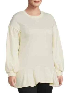 To My Lovers NWT Women's Cream Longline Peplum Sweatshirt, Size 2X - Picture 1 of 5
