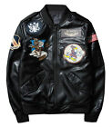 New Men's Air Leather Jacket Ma1 Army Bomber Coat Embroidered 334 Outwear