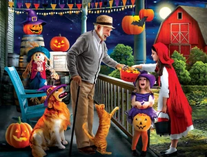 HALLOWEEN AT GRANDPA'S by TOM WOOD - SunsOut 500 piece puzzle Trick Treat - NEW - Bild 1 von 1