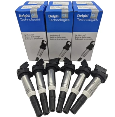 6PCS OEM Delphi Ignition Coil Metal for BMW X3 X5 325 335 535 12138616153 - Image 1 of 4
