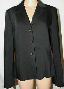 Escada Black Jacket Blazer Wool Blend Long Wide Cuffs Lined 8 M 40 - Picture 1 of 9