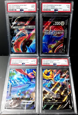 Set of 4 PSA Graded 2021 POKEMON SWSH BLACK STAR PROMO Zacian V-UNION  - Image 1 of 4