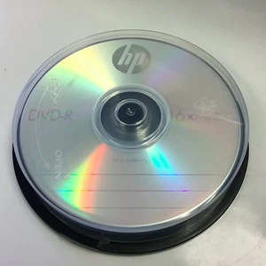 10-Pack HP Logo 16X DVD-R DVDR Recordable Blank Disc Media 4.7GB Cake Box - Picture 1 of 2