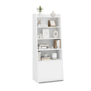 6-Tier Bookcase Freestanding Ladder Bookshelf with 2 Adjustable Shelves and Flip - Picture 1 of 5