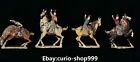 13" Old Dynasty Pottery Painting Fengshui People Man Ride Horse Statue Full Set
