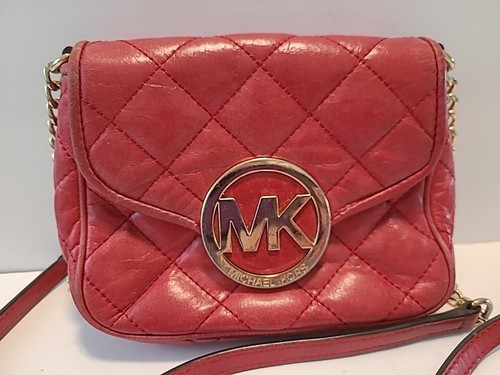Borsa a tracolla Michael Kors piccola in pelle rossa con ferramenta oro