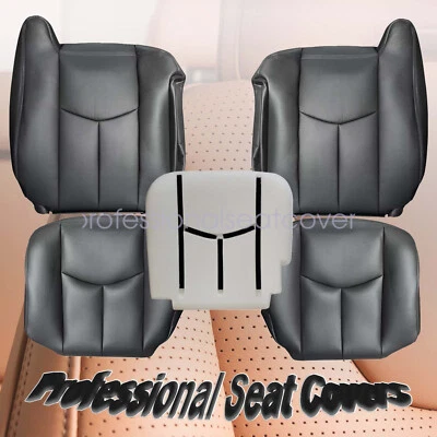 Front Leather Seat Cover & Foam Cushion For 2003-2006 Chevy Silverado Dark Gray - Image 1 of 4