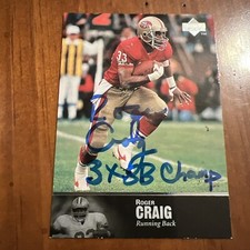 ROGER CRAIG 1997 UPPER DECK LEGENDS ON CARD SIGNED AUTO / AUTOGRAPH 49ers