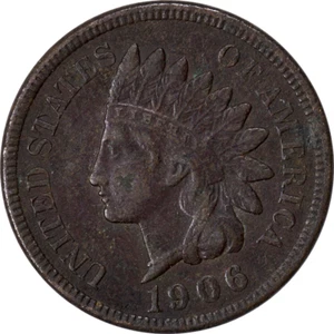 1906-P Indian Cent 1c - XF - Dark Brown Surfaces - Picture 1 of 2