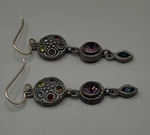 Patricia Locke Women’s Earrings Pierced Silver Plated Swarovski Crystals - Picture 1 of 6