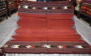 Square Hand Woven Afghan Kilim Area Rug 4x4 Red Vintage Persian Oriental Carpet - Picture 1 of 11