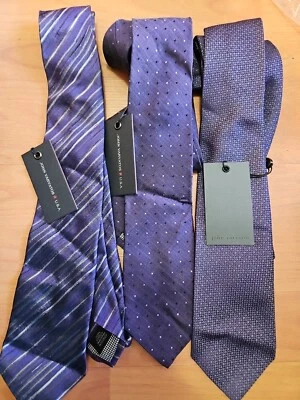 LOT OF3  JOHN  VARVATOS MULTI COLOR MEN'S TIE  Length 59" New - Image 1 of 4