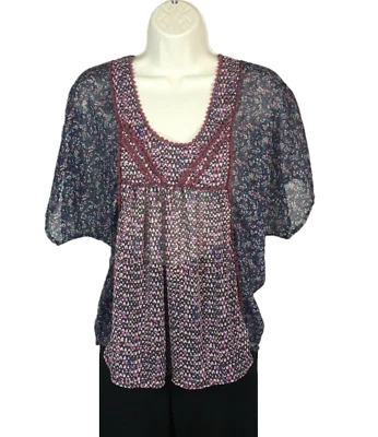 Blusa Xhilaration Mujer Talla S Pequeña Púrpura Azul Transparente Boho Aireada Ligera Foto 1 de 4