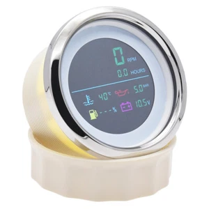 85mm 6In1 Tachimetro Misuratore Carburante Acqua Temperatura Olio Pressione Voltmetro - Foto 1 di 12