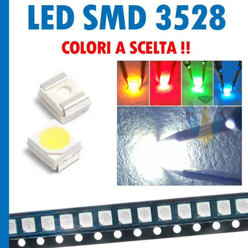 LED 3528 SMD ALTA LUMINOSITA' BIANCHI BLU ROSSO VERDE GIALLO Diodi PLCC - Immagine 1 di 1