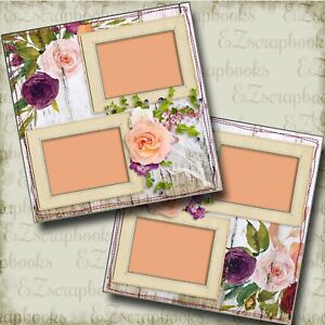 Shabby Woodsy - Wedding - 2 Premade Scrapbook Pages - EZ Layout 4140