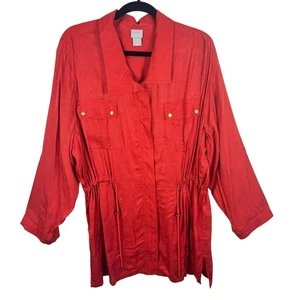 Vestido Camisa Corta Chico's Naranja Manga Larga con Pestaña Rodante Ligero Cremallera Completa Talla XL - Imagen 1 de 10