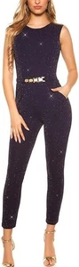 Damen Koucla Overall Jumpsuit Playsuit Glitzeroverall Schnalle Marine Gr. S - Bild 1 von 3