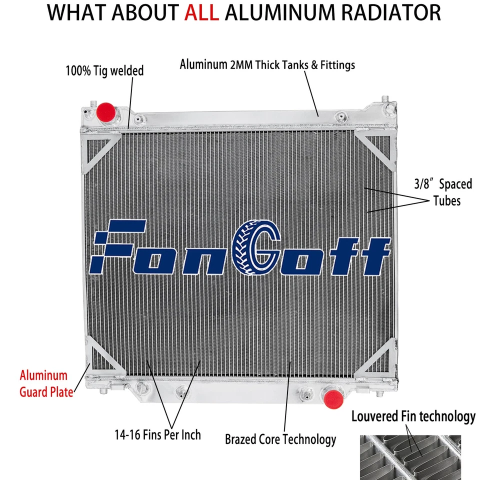4 Core Aluminum Radiator FITS 1997-2014 Ford E150 E250 E350 Econoline Wagon V8 - Image 1 of 4
