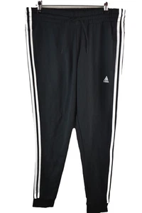 Adidas Slim Fit Tapered Leg Womans Black Cotton Jersey Joggers Size 12/14 - Picture 1 of 9