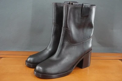 Botas Jeffrey Campbell para mujer talla 7,5 cuero marrón tacón ancho media pantorrilla Foto 1 de 4