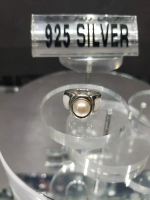 Anillo de cóctel de perlas rosas de plata de ley "925 China" talla 7,75 abulón o concha Foto 1 de 4