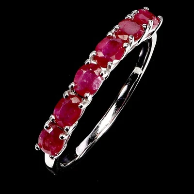 Black Friday Sterling Silver Ring Oval Ruby 4x3mm Gemstone Jewelry Size 9 - Image 1 of 4