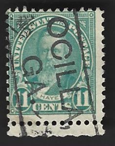 Scott # 692 11c HAYES mit unterem Rand & OCILLA GA. Box Cancel - (B-2) - Bild 1 von 2