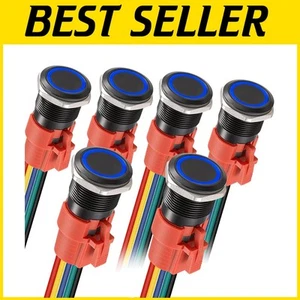 Versatile 19mm Latching Push Button Switch - Waterproof 12V-24V DC LED Switch - Picture 1 of 9
