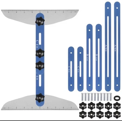 Herramienta de plantilla de banda de rodadura de escalera 9"-54" ajustable para peldaños de escalera azul contratista C4 Foto 1 de 4