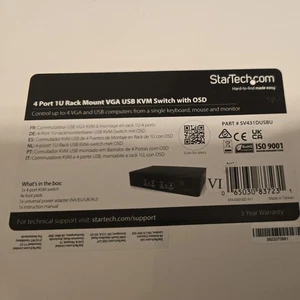 StarTech rack mountable KVM Switch Part #SV431DUSBU, new In box - Afbeelding 1 van 1