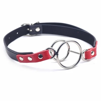 Металлическое двойное уплотнительное кольцо с открытым ртом кляп черный/красный полость рта бондаж глубокое горло - Изображение 1 из 3