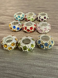 Europäische Großloch Silber Ton Metall Kristall Zwischenring Perlen 47 Stück S26 - Bild 1 von 6