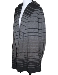 VINCE Gray striped hooded open front cardigan sweater Alapca Wool Cashmere Small - Picture 1 of 7
