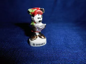 MINNIE MOUSE CHRISTMAS CAROLING GOLD Mini Figurine French Porcelain Feves DISNEY - Picture 1 of 5